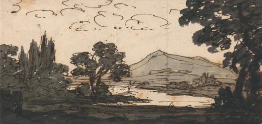 山と湖のある風景